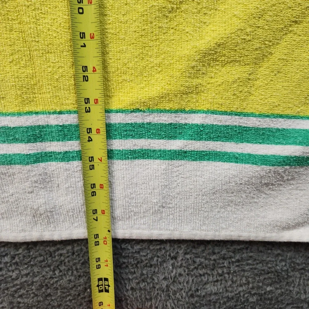 Vintage 90's Beach Towel Yellow Green Blue Sheep Surfing Retro Kitsch Summer